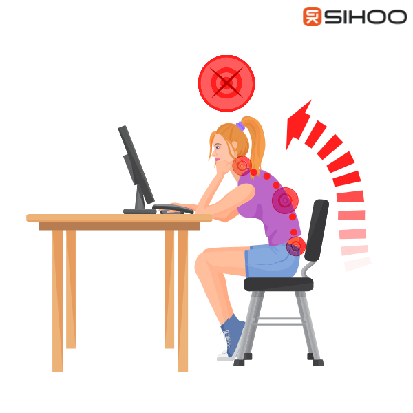 Falsche Sitzhaltung auf ergonomischem Stuhl