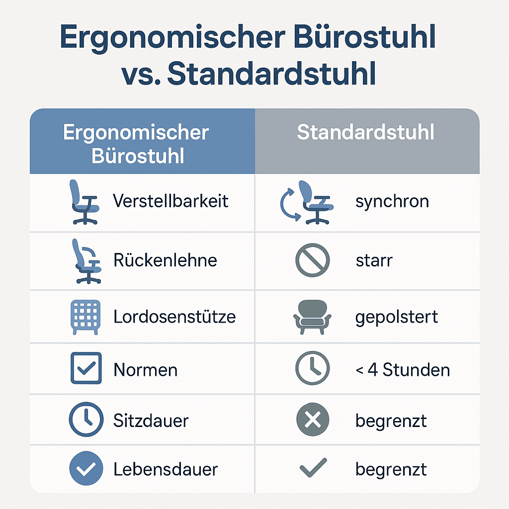 Ergonomisch vs. Standardstuhl